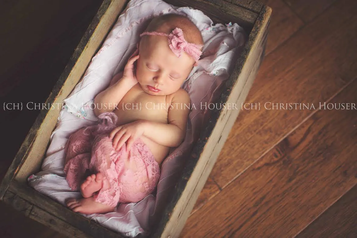 Aqua Blue Lace Pants and Lace Bow Mohair Headband