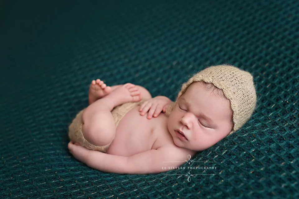 Beige Ruffles Mohair Newborn Pants and Hat Set