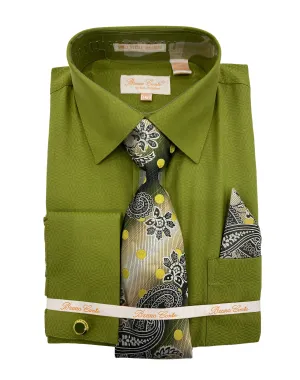 Bruno Conte Textured Dress Shirt Combo - Olive Green