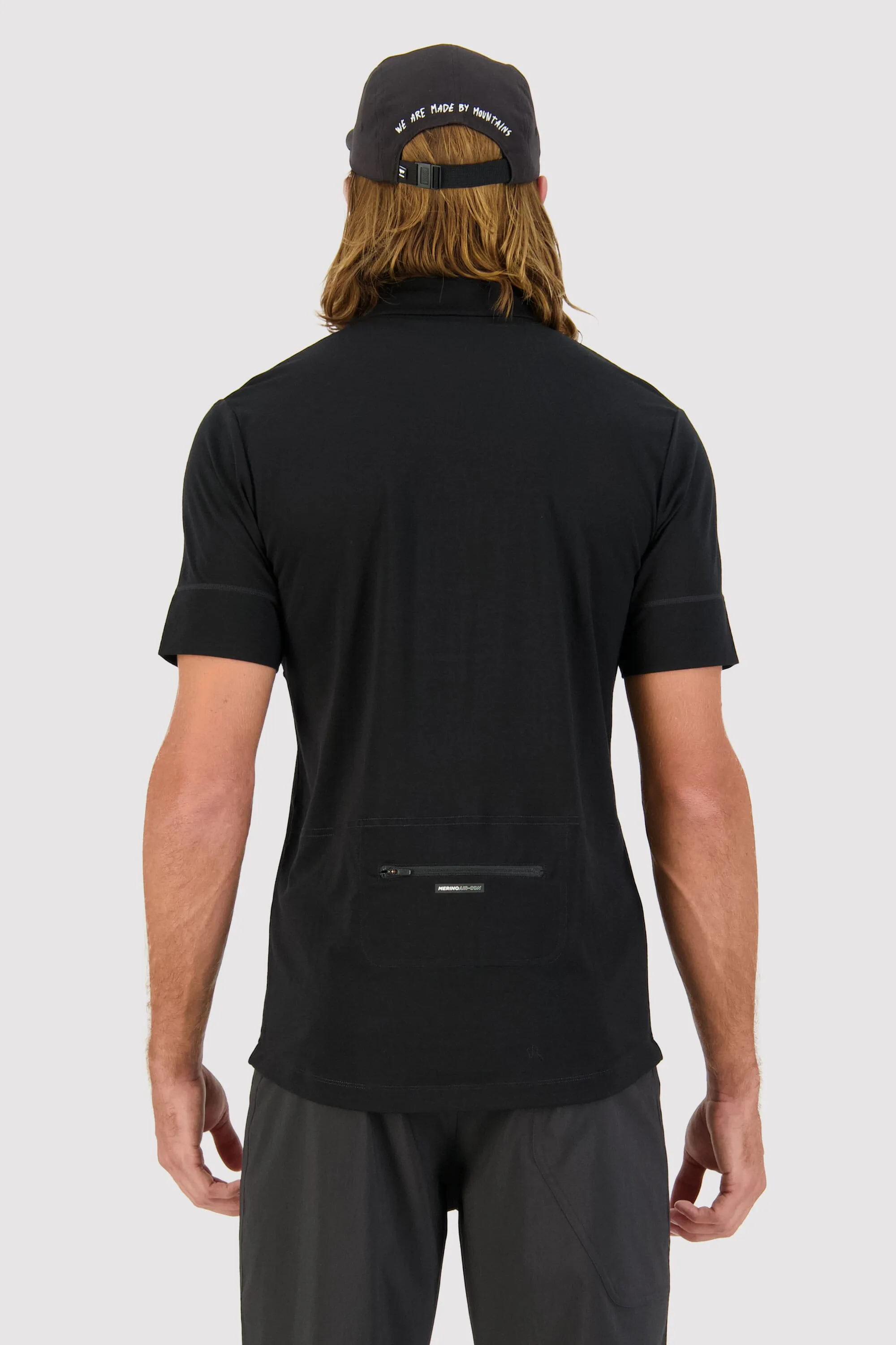 Cadence Merino Half Zip T - Black