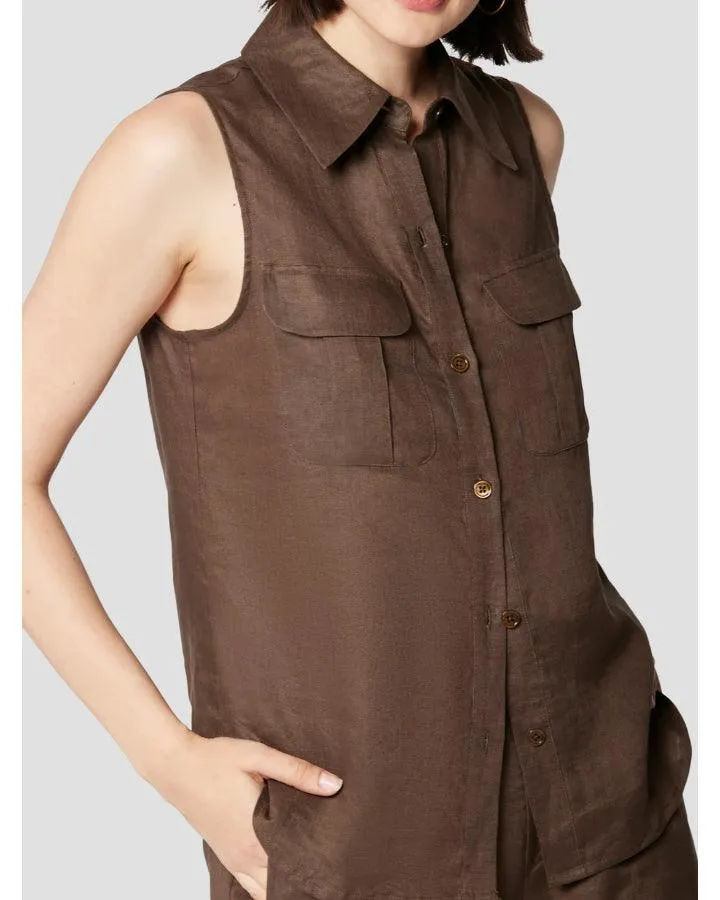 Camila Linen Sleeveless Shirt