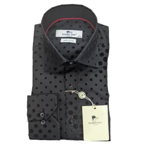 Claudio Lugli Spots Print Shirt Black Black Flocked Fabric CP6975