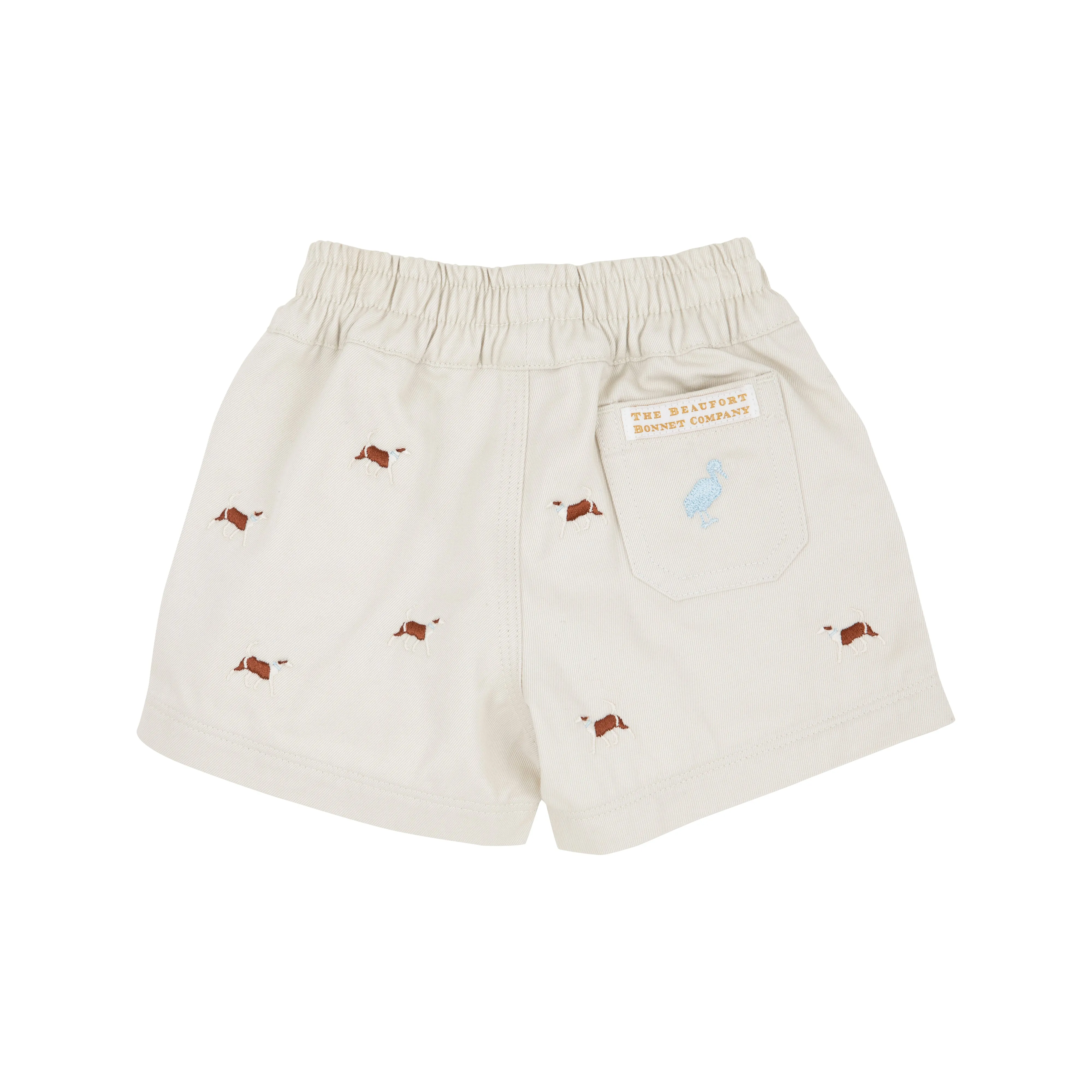 Critter Sheffield Shorts - Saratoga Stone & Dog Embroidery with Buckhead Blue Stork