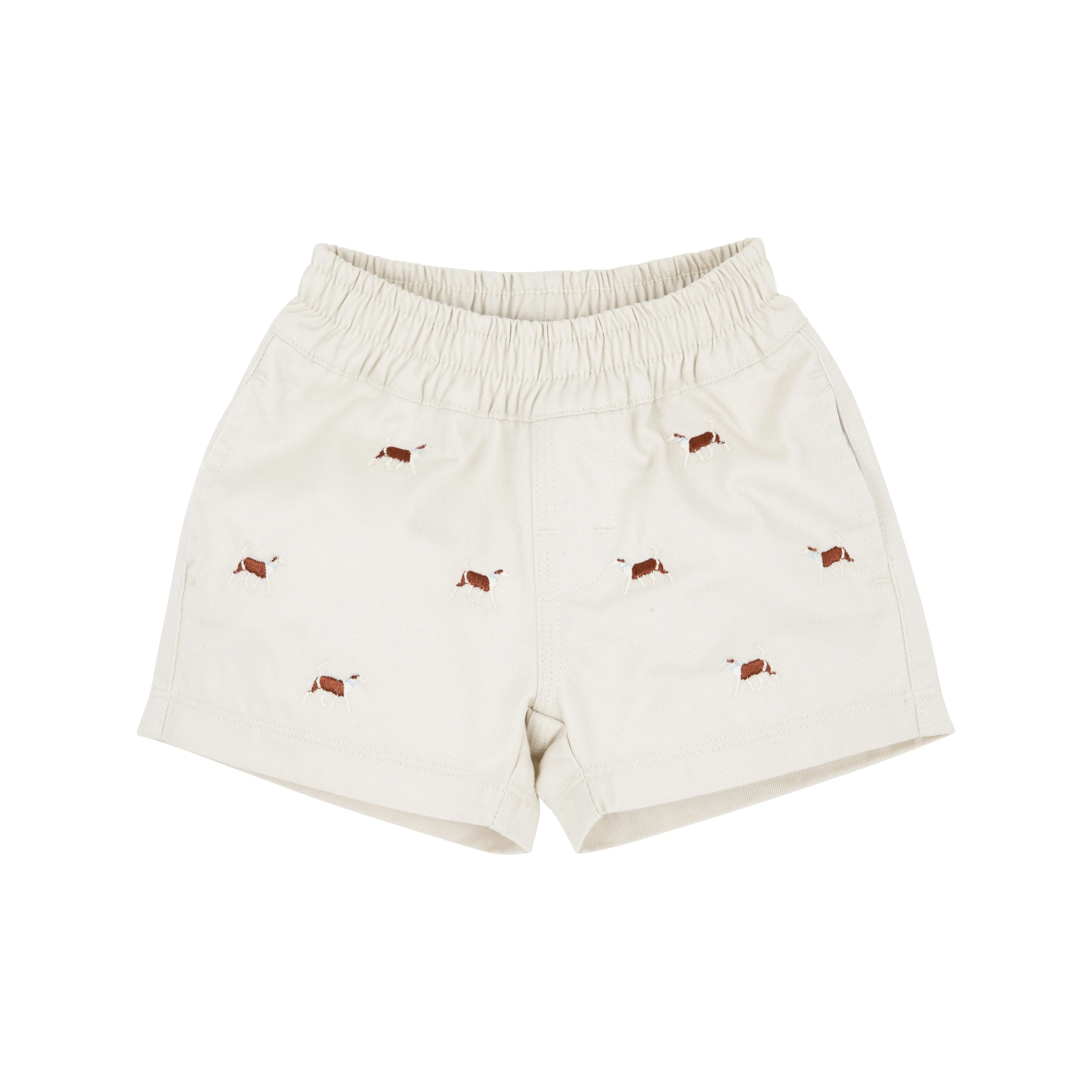 Critter Sheffield Shorts - Saratoga Stone & Dog Embroidery with Buckhead Blue Stork