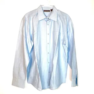 Cubavera Mens Size XL Blue Linen Blend Shirt Button-Up L/s