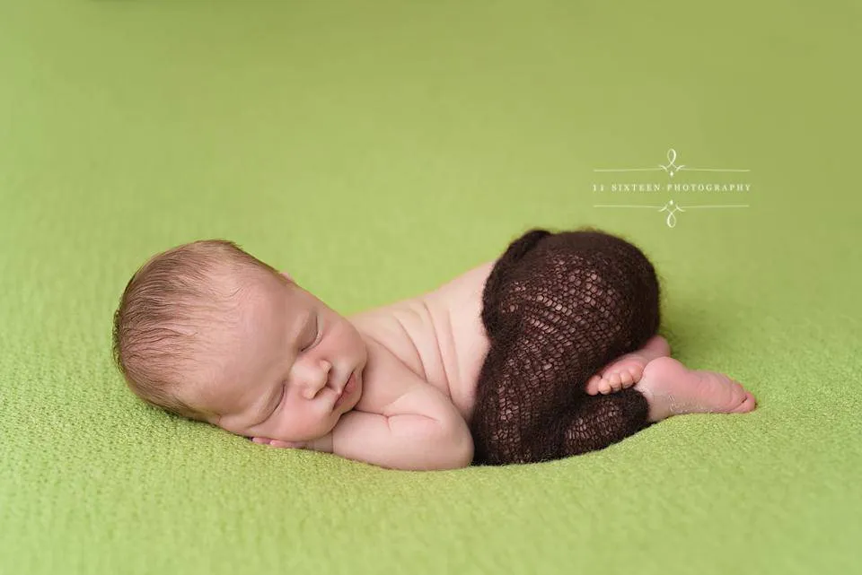 Dark Brown Mohair Newborn Pants and Hat Set