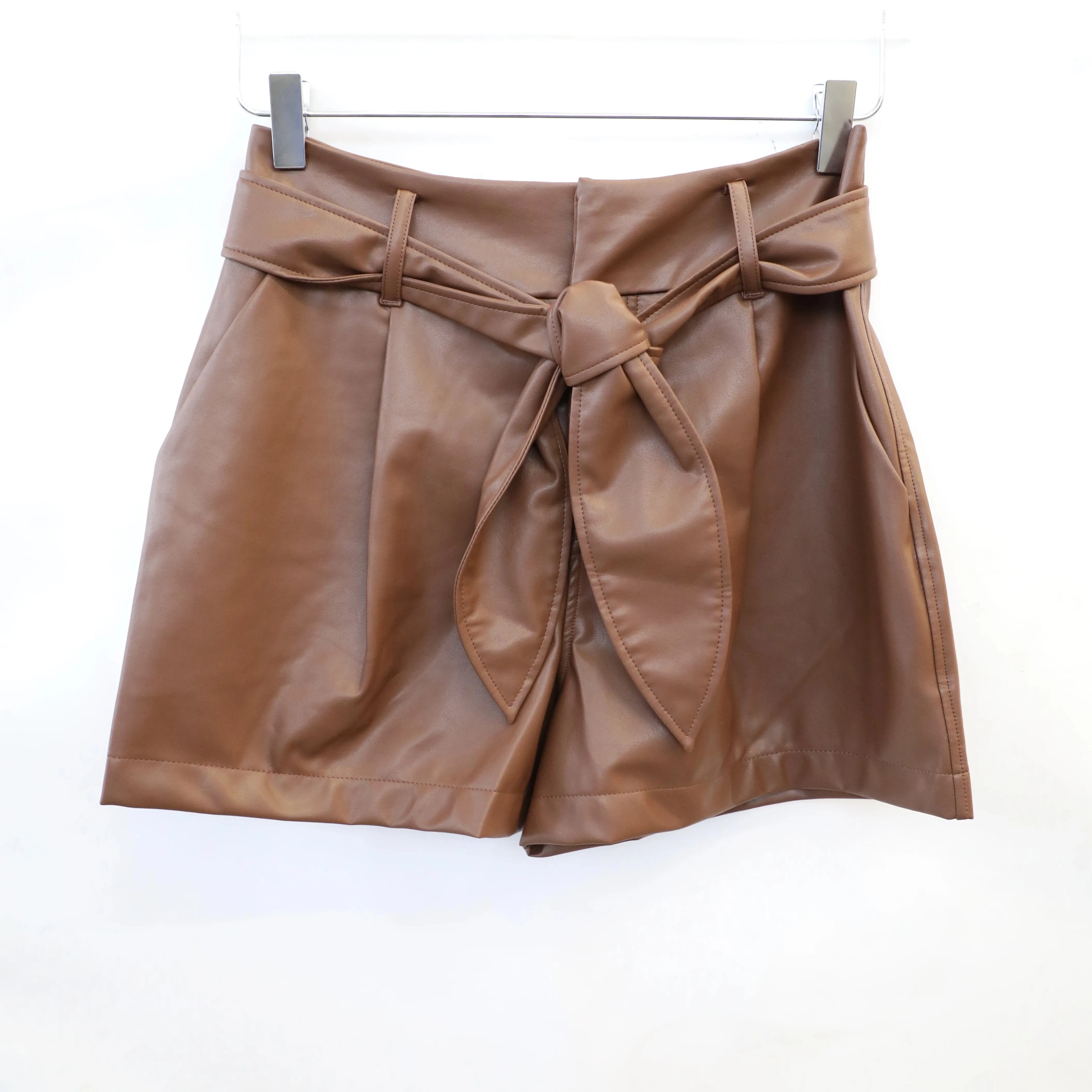 David Lerner - Lexi High-Waisted Pleated Short w/ Belt in Cognac