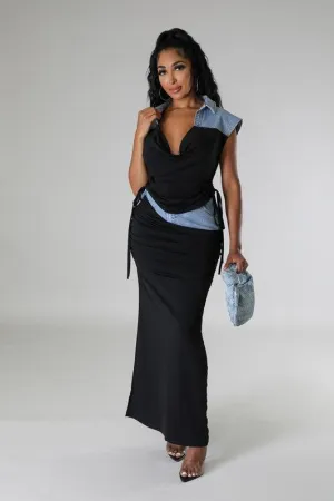 DENIM 2PC MAXI SKIRT SET