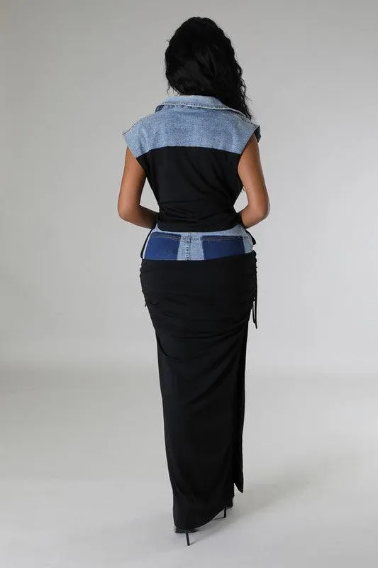 DENIM 2PC MAXI SKIRT SET