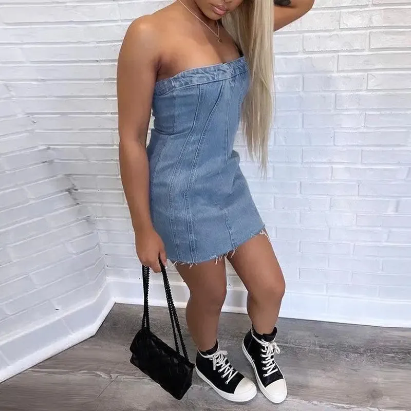 Denim Strapless Mini Dress