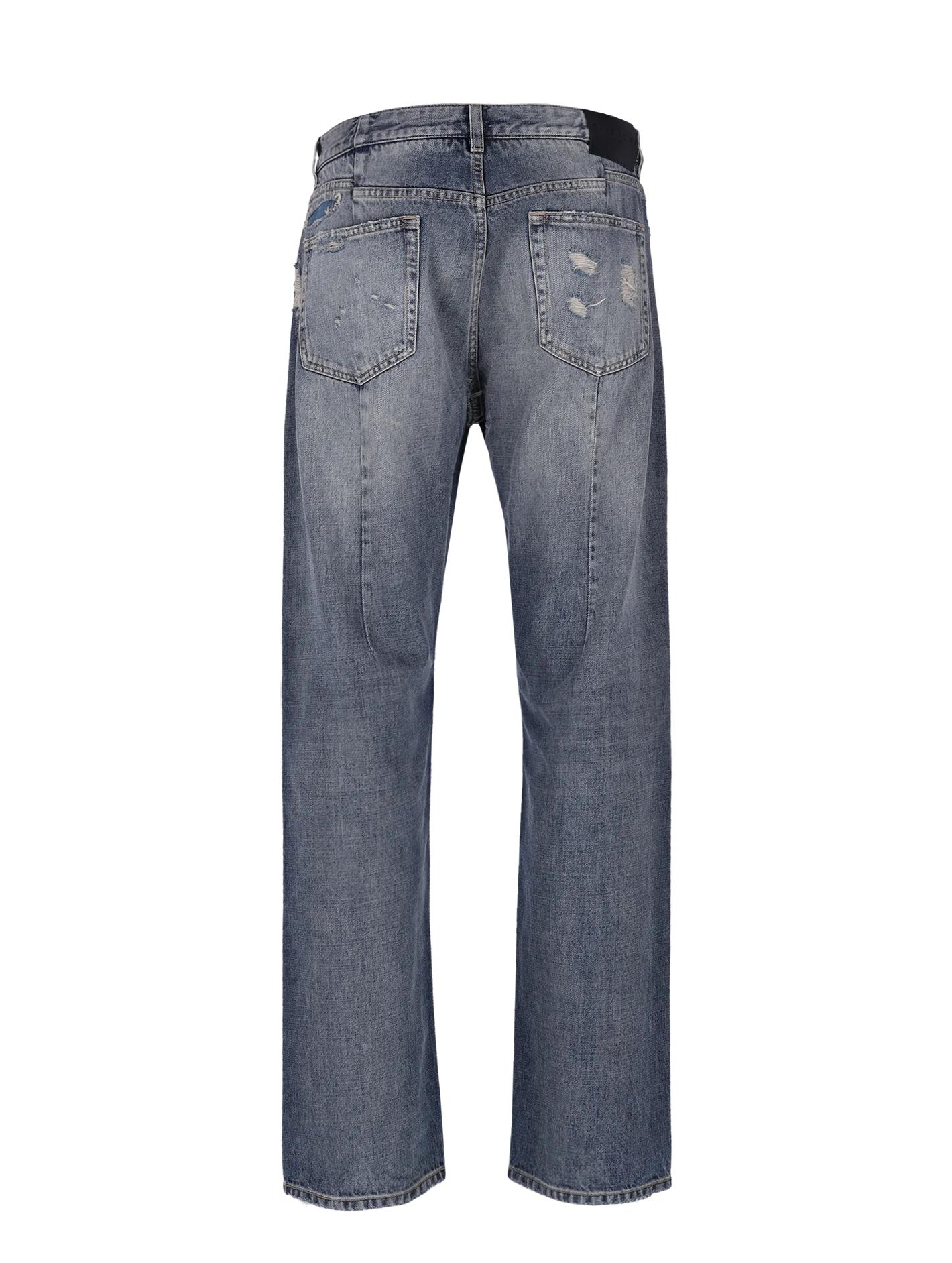 distressed straight-leg jeans