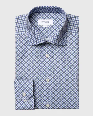 ETON 10000121825 MED-PRINT BLUE SLIM SC SHIRT