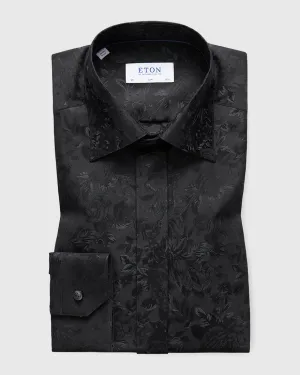 ETON 30507056119 BLACK JACQUARD SLIM SC SHIRT.