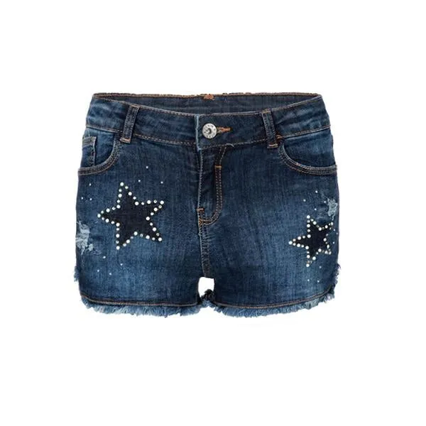 Girls Denim Star Embellished Bum Short