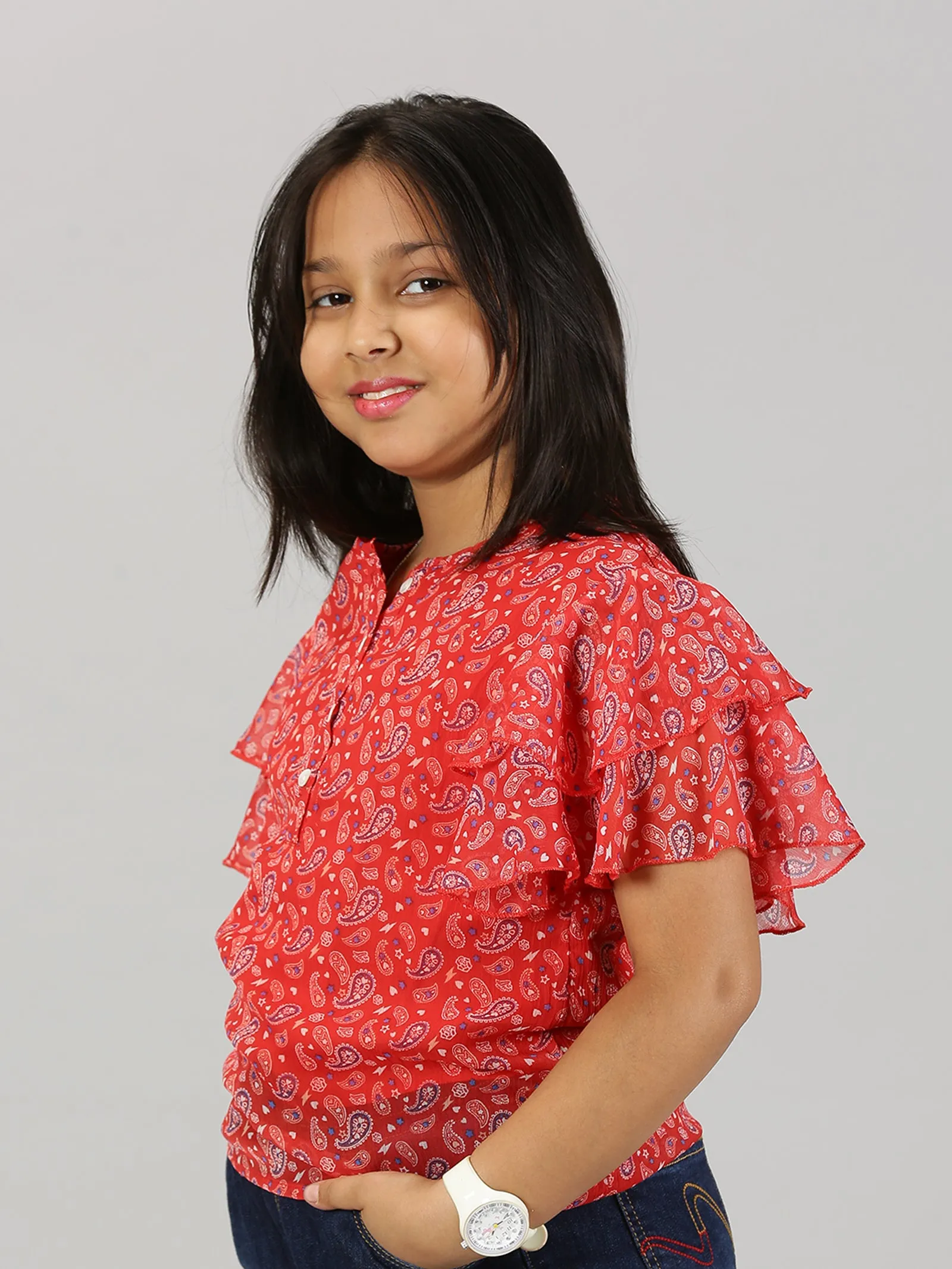 Girls Frill layered Sleeve Top