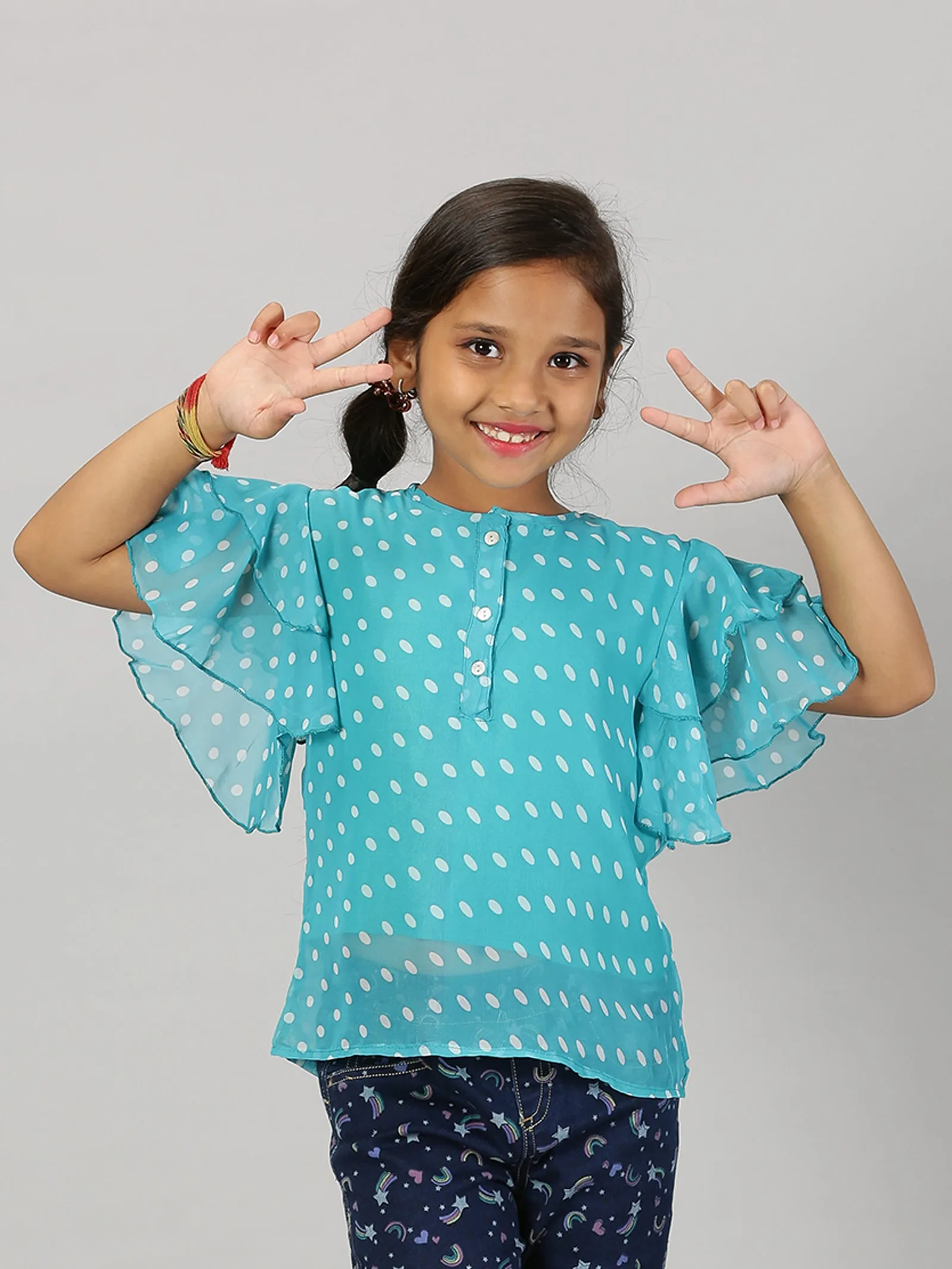 Girls Frill layered Sleeve Top