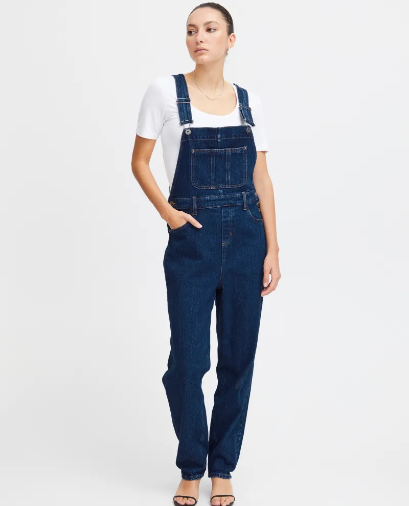 Ichi Camryn Washed Denim Dungarees