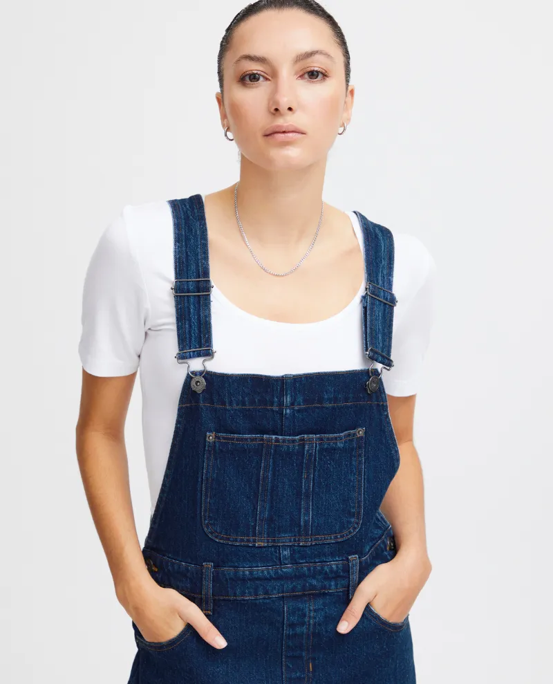 Ichi Camryn Washed Denim Dungarees