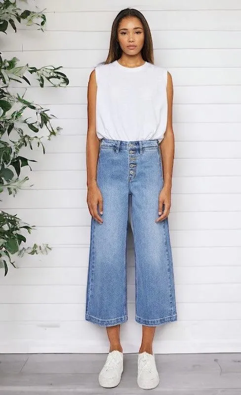 Kancan Ultra High Rise Cropped Wide Leg Jeans