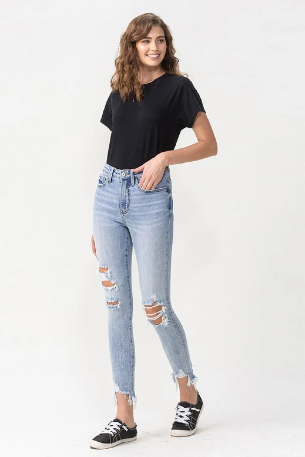 Lauren Distressed High Rise Skinny Jeans