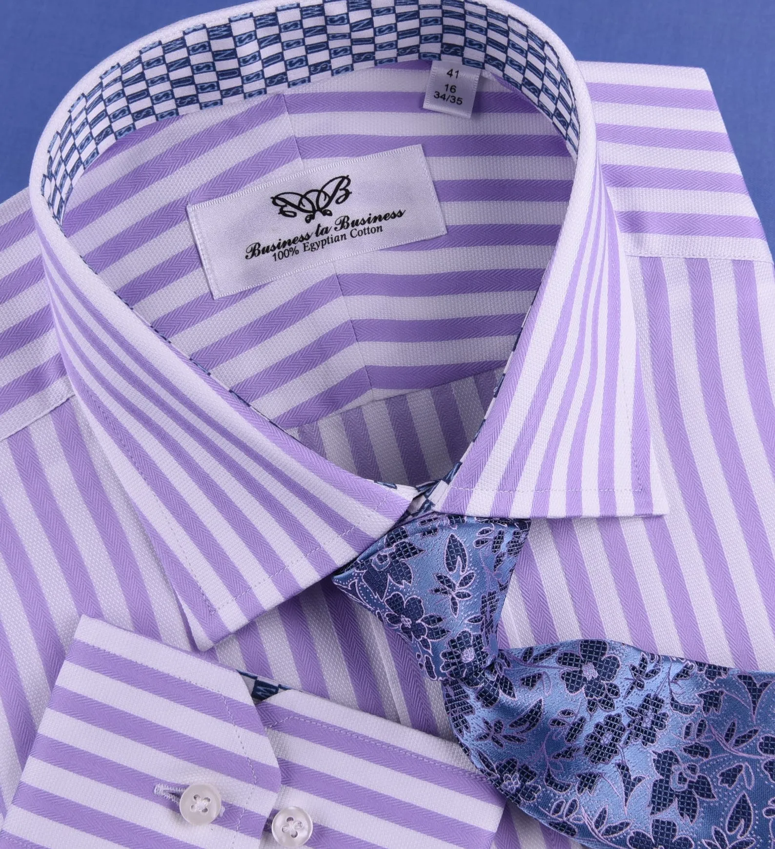 Lilac White Herringbone Formal Business Dress Shirt in Luxury Herringbone Stripe and Standard Single Button Cuffs - Easy Top 10 Fashion Trends