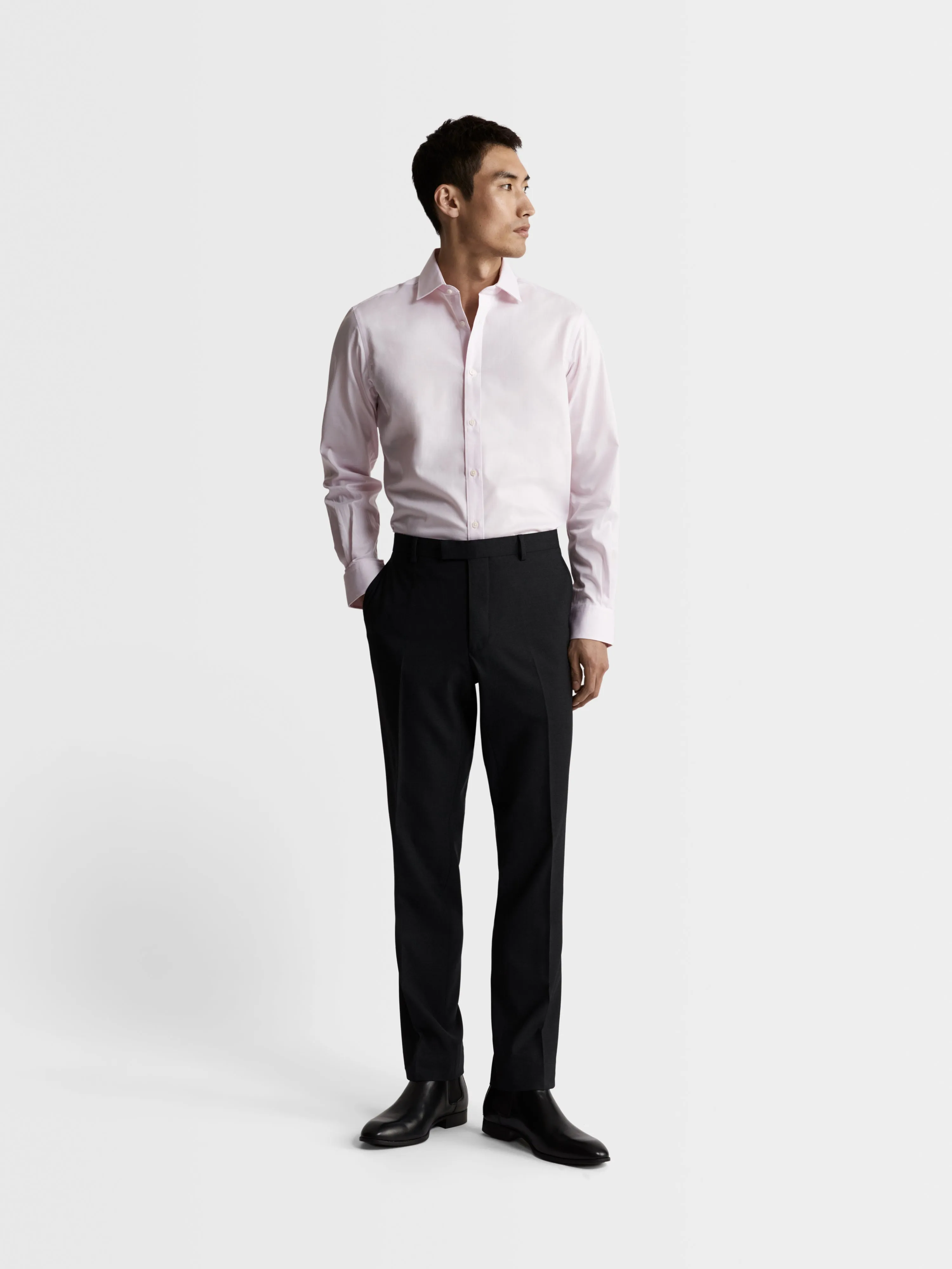 Max Performance Pink Twill Fitted Single Cuff Classic Collar Shirt