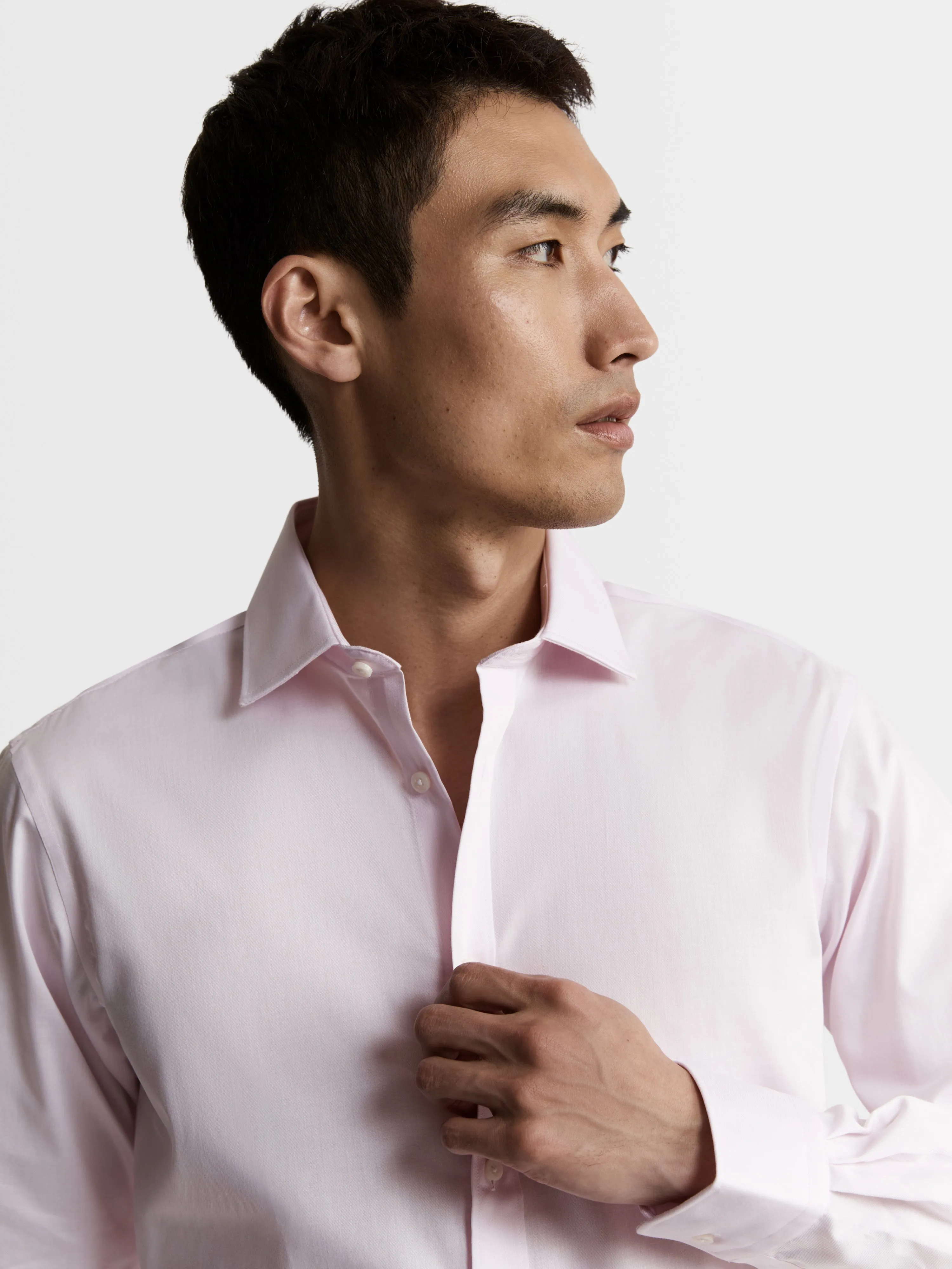 Max Performance Pink Twill Fitted Single Cuff Classic Collar Shirt