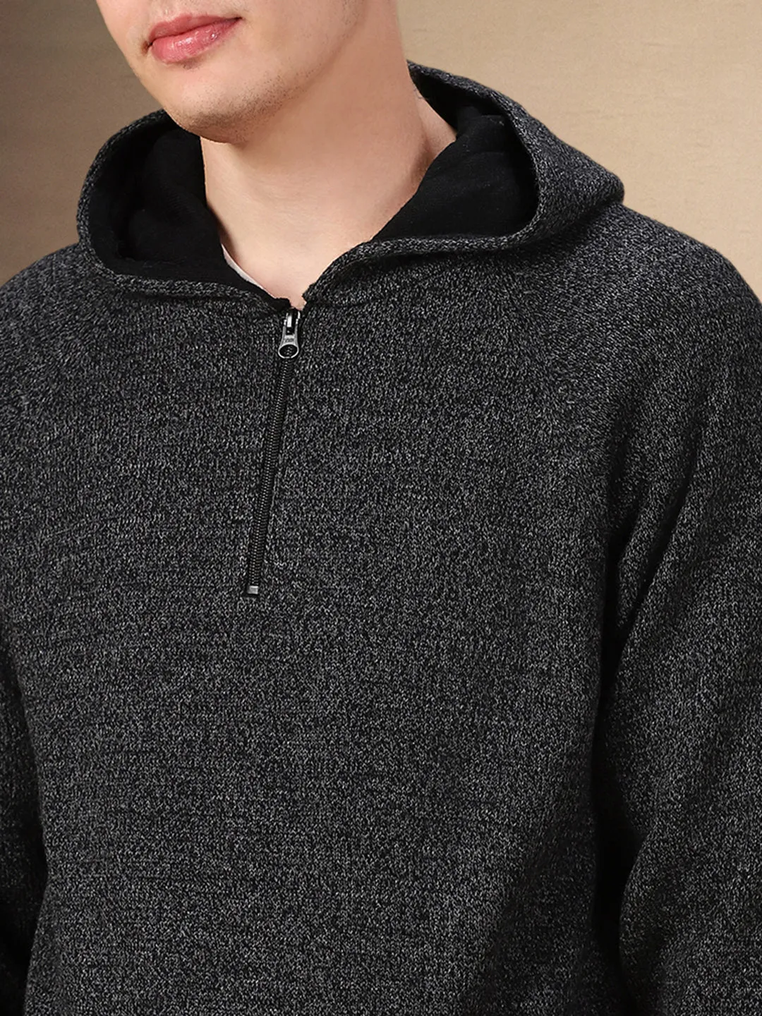 Men's Solid Hooded Full Sleeves Regular Fit Pullover Sweater