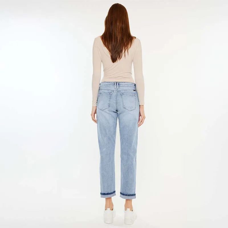 Mid Rise Boyfriend Cuff Jeans