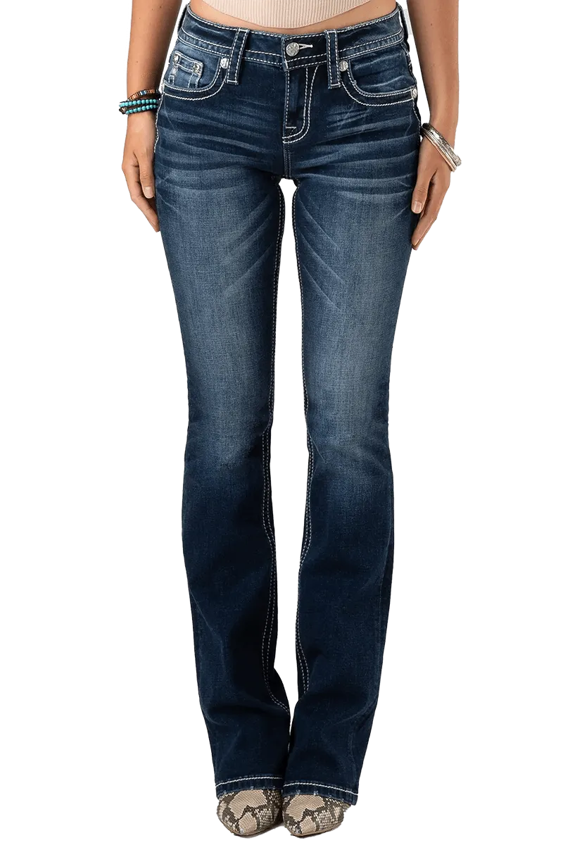 Miss Me Women's Crystal Chain Bootcut Jeans