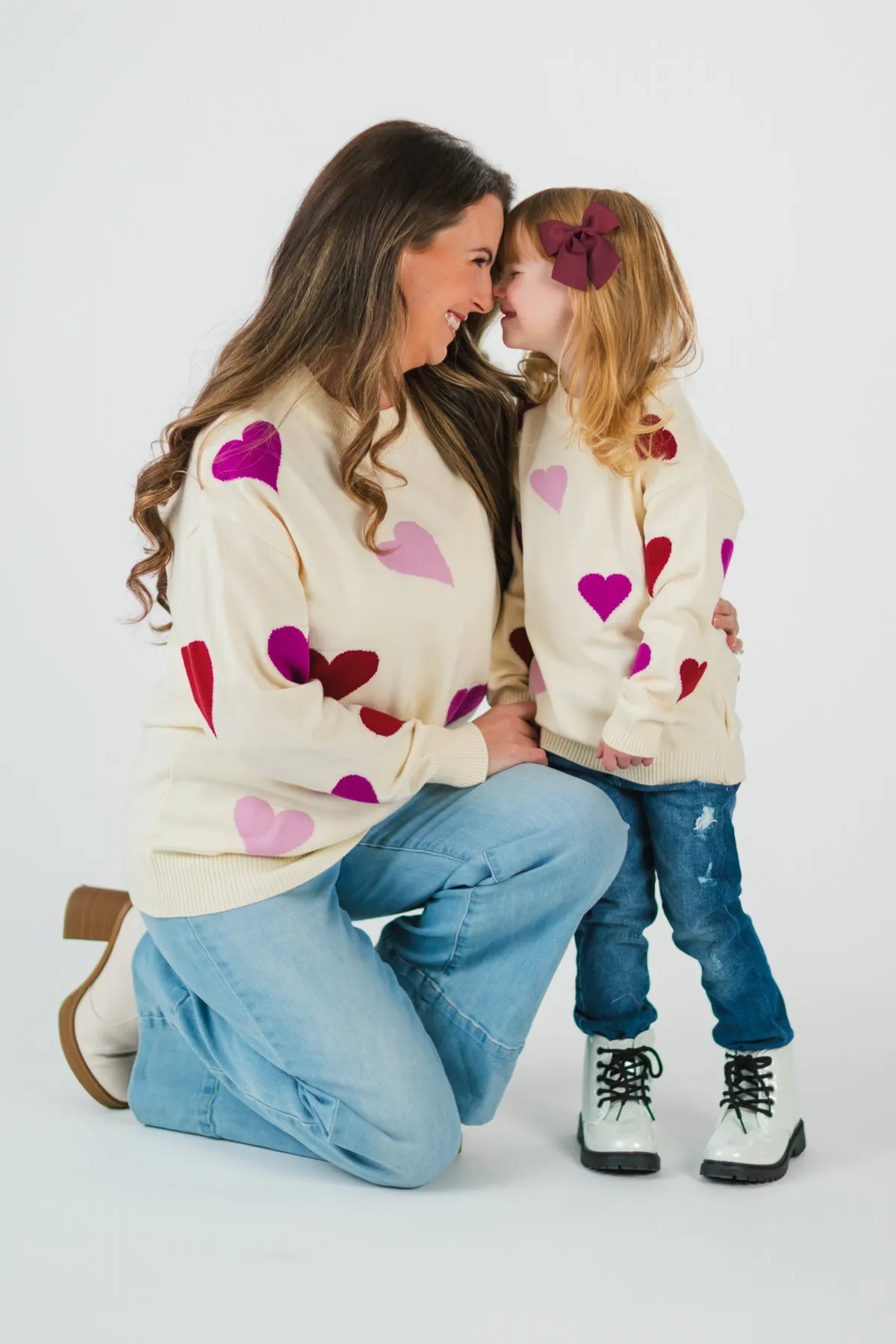 Mom & Me - Cream Heart Sweater