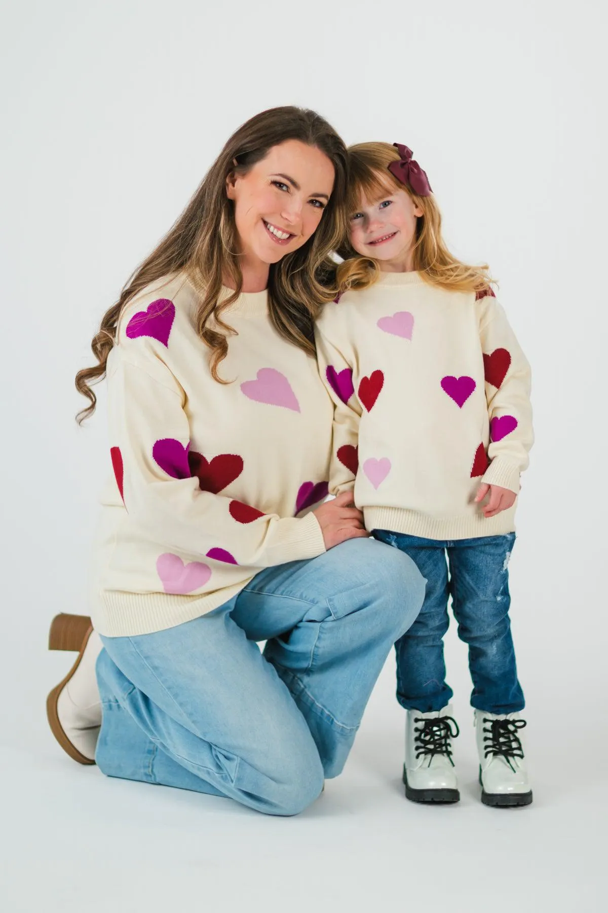 Mom & Me - Cream Heart Sweater