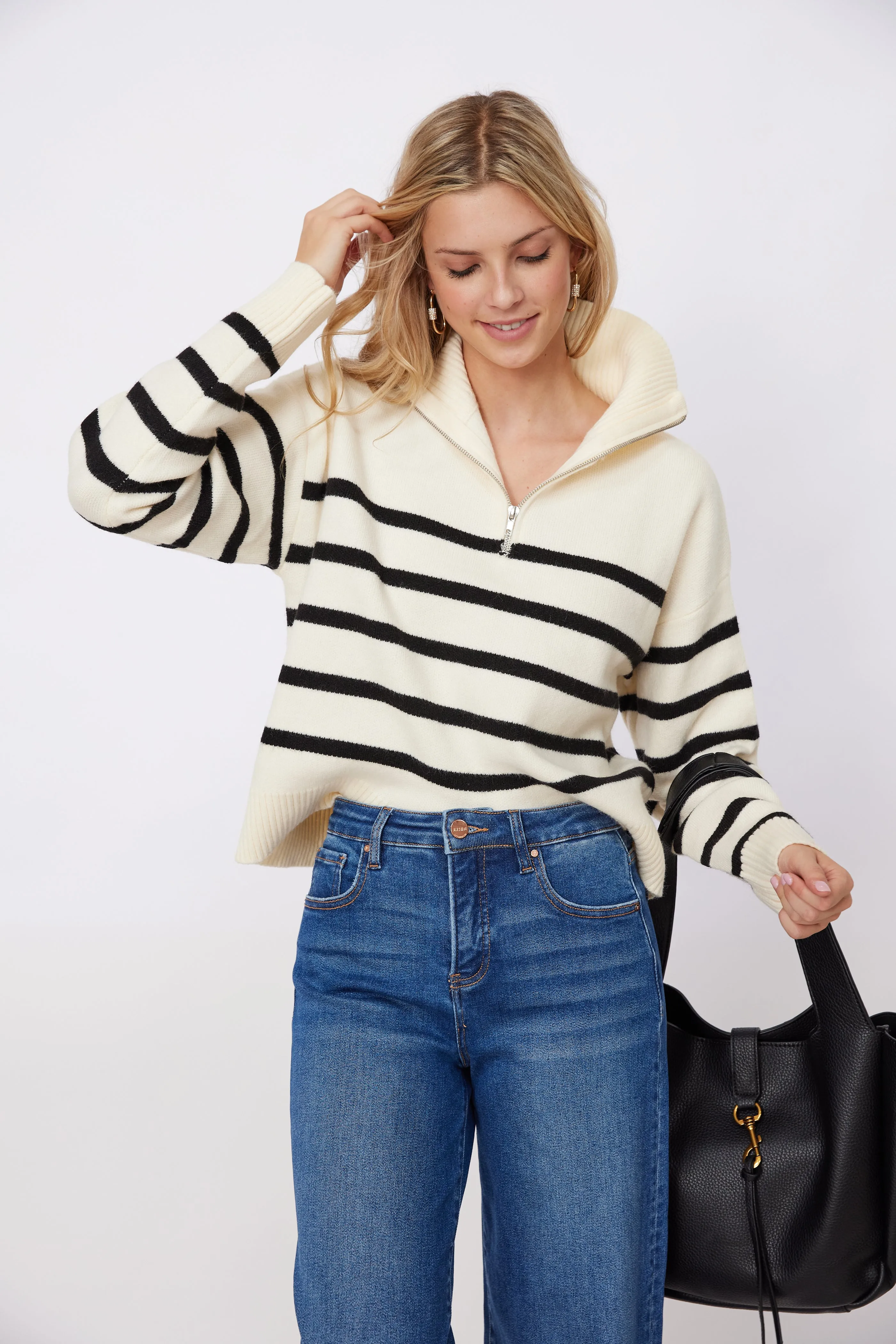 Patricia Stripe Half Zip Sweater