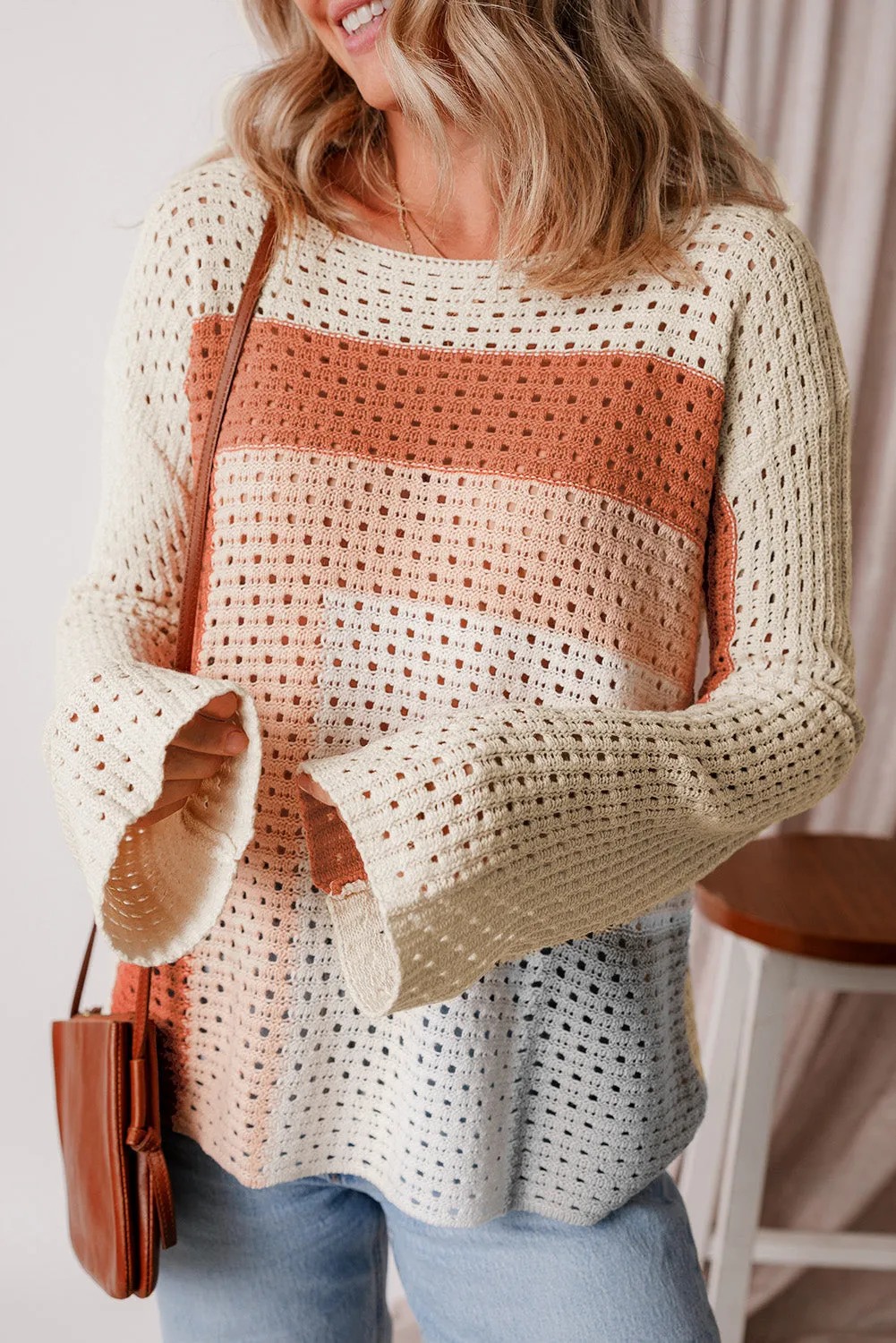 Pointelle Knit Baggy Sweater