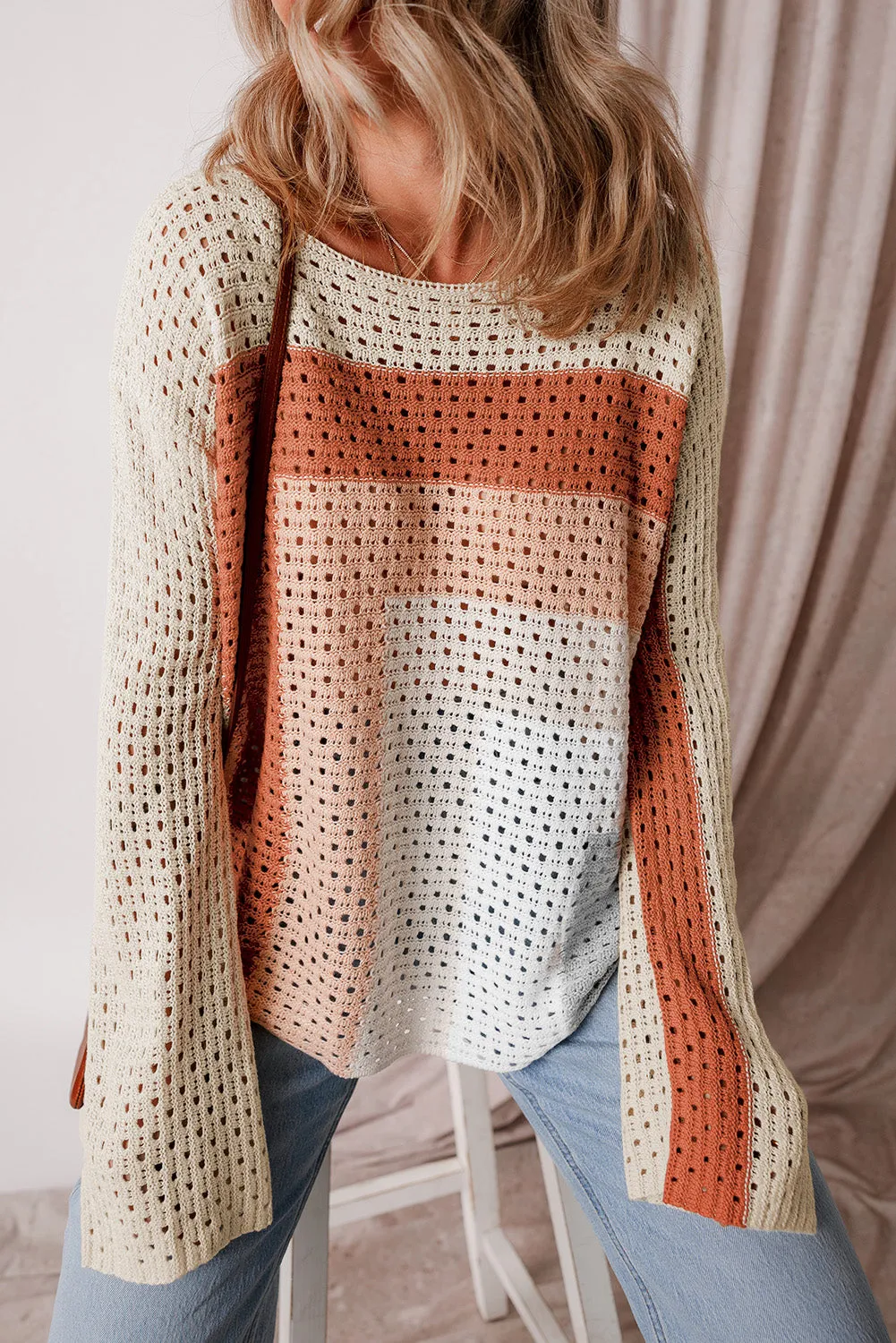 Pointelle Knit Baggy Sweater