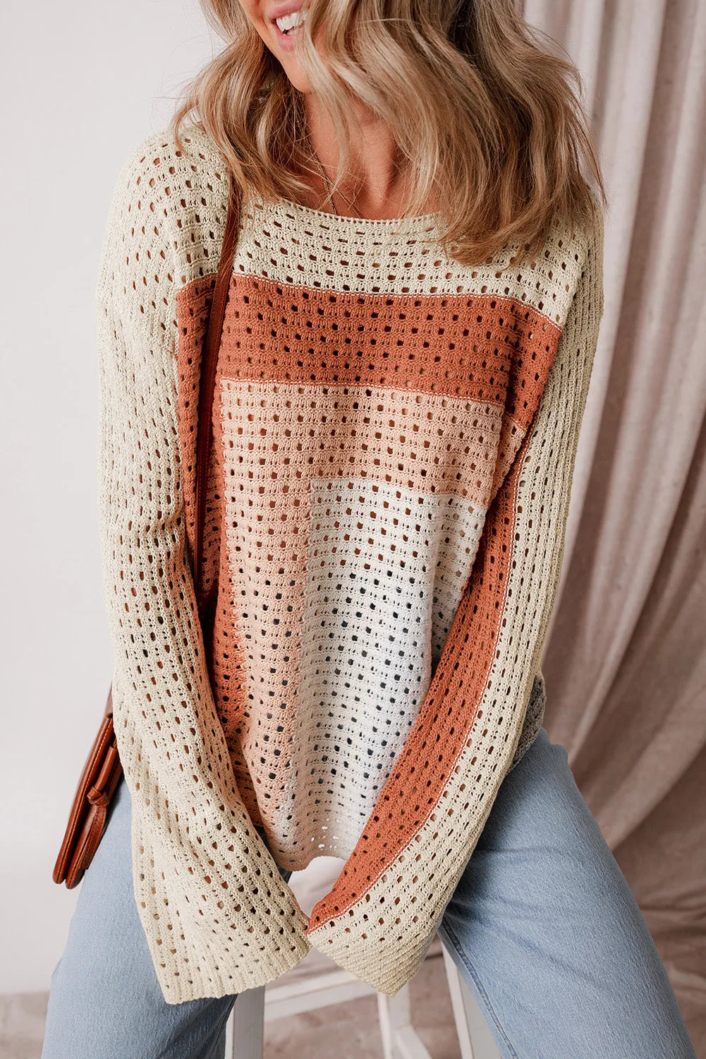 Pointelle Knit Baggy Sweater