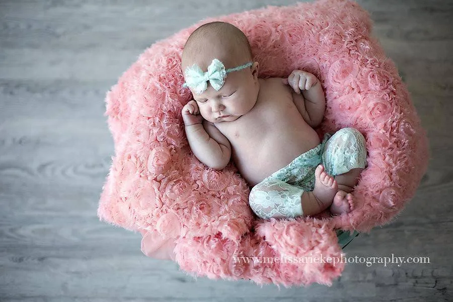 Rose Pink Lace Pants and Lace Bow Mohair Headband