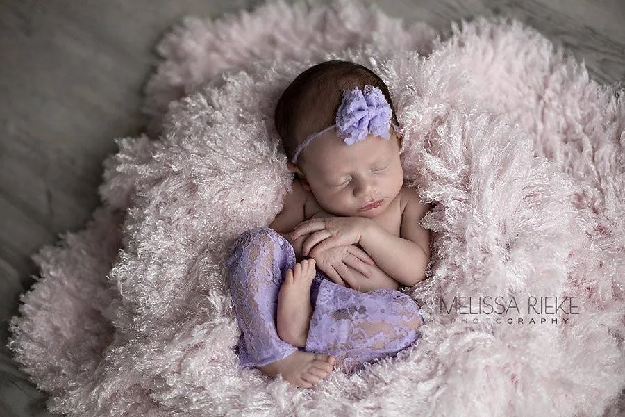 Rose Pink Lace Pants and Lace Bow Mohair Headband