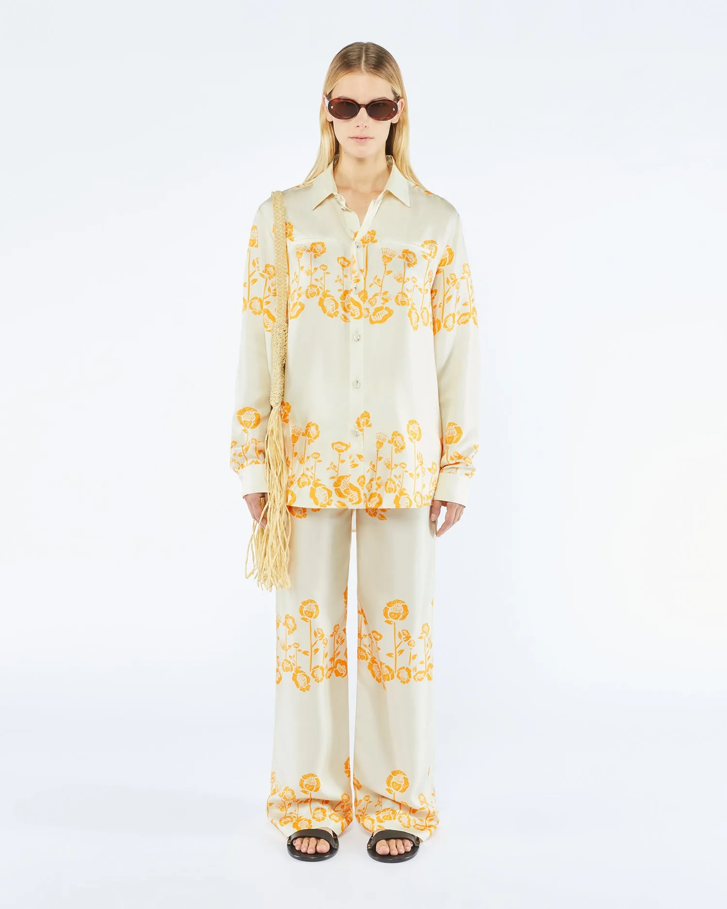 Sabrin - Sale Printed Twill Silk Shirt - Blockwood Floral