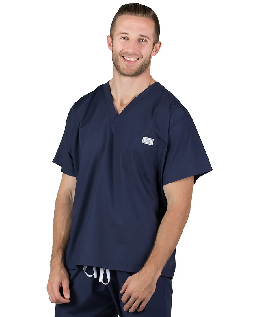 Small Long David Navy Blue Simple Scrub Top