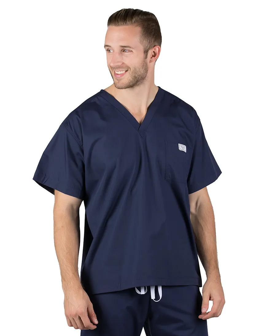 Small Long David Navy Blue Simple Scrub Top