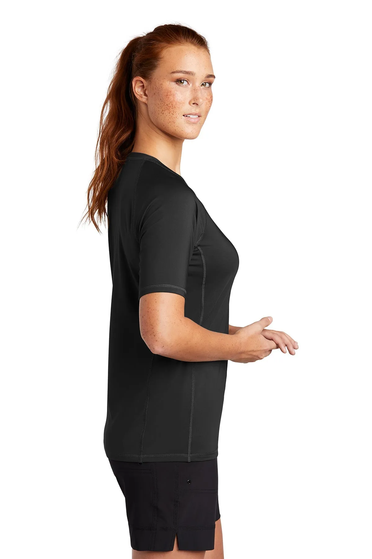 Sport-Tek Ladies Rashguard Branded Tee's, Black