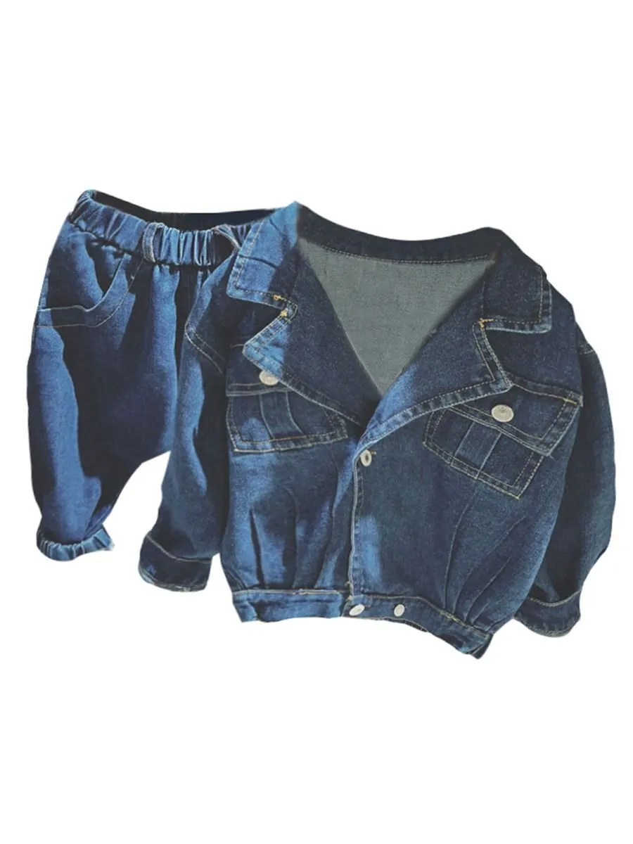 Trendy Toddler Big Boy Blue Denin Jacket Matching Jeans