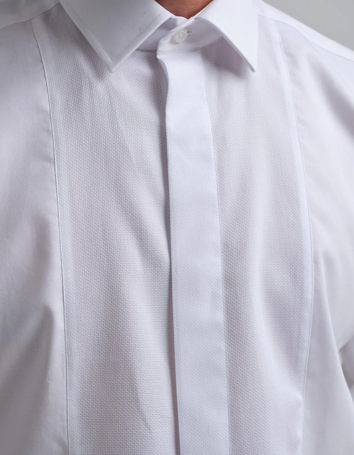 White Contrast Bib Dress Shirt