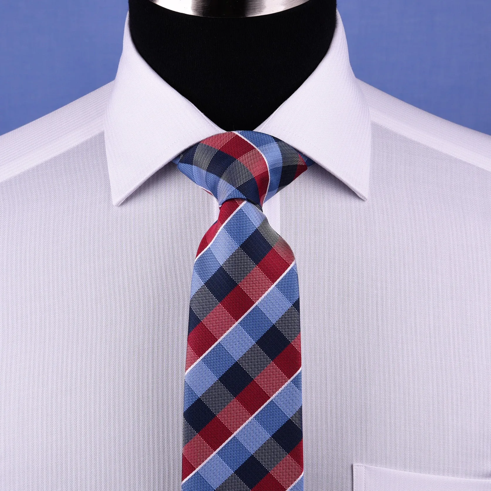 White Cotton Mini Herringbone With Red Inner Lining For Professional Dress EgoFormal Dress Shirt