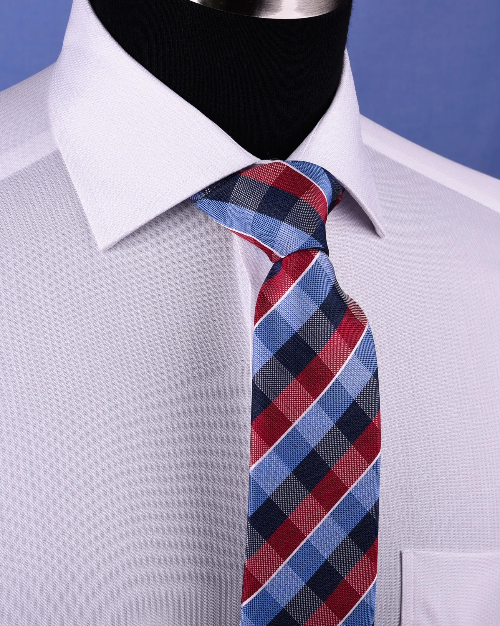 White Cotton Mini Herringbone With Red Inner Lining For Professional Dress EgoFormal Dress Shirt