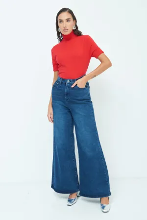 Wide-leg denim trousers wholesale