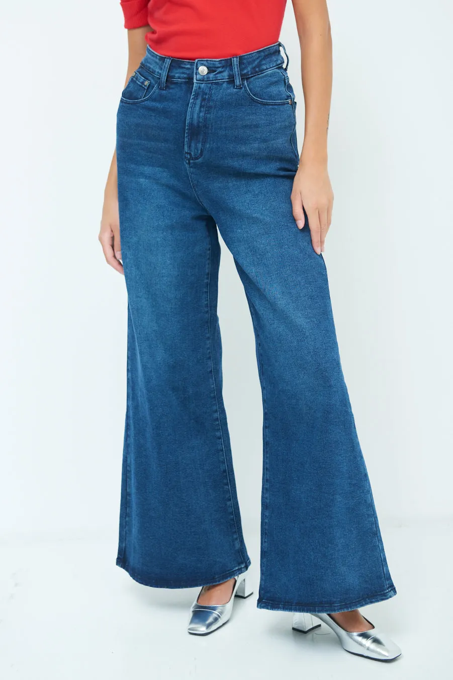 Wide-leg denim trousers wholesale