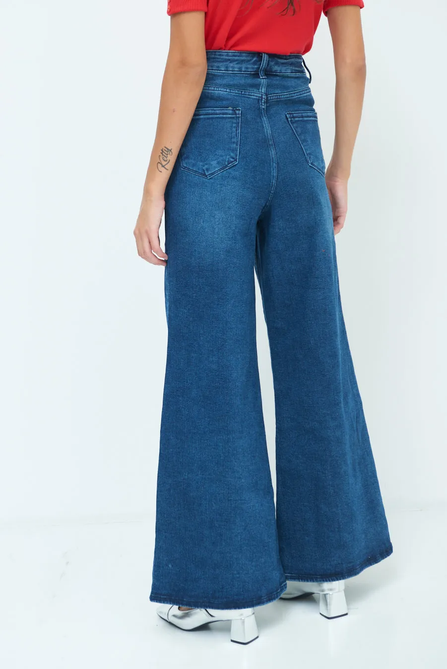 Wide-leg denim trousers wholesale