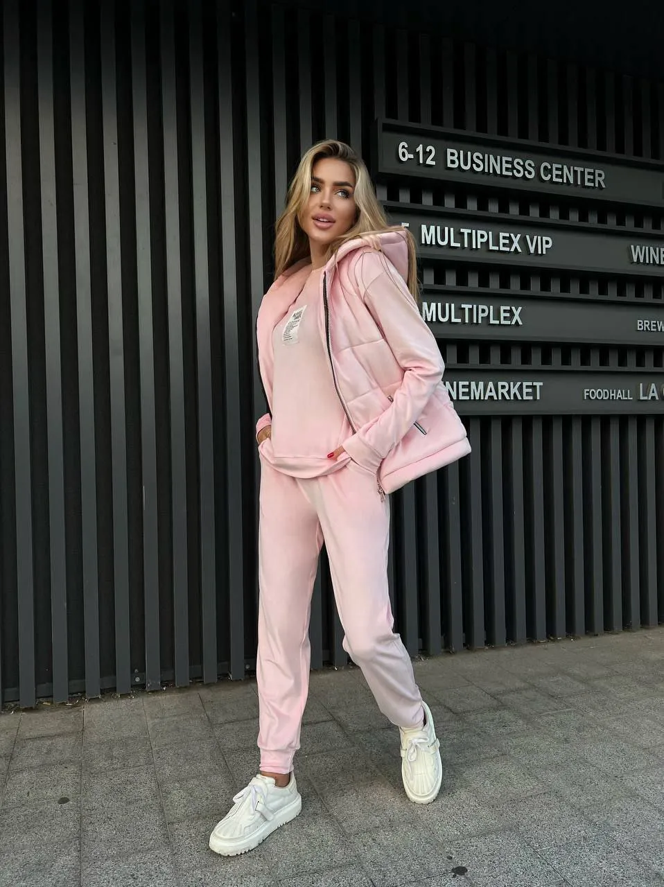 Women's Warm Three Piece Suit Casual Sportswear  Pink Color